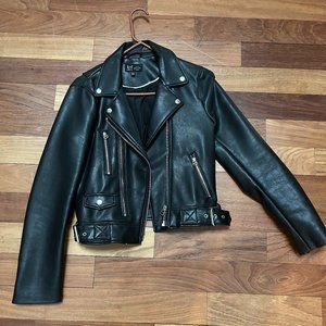 Black Faux Leather Motorcycle Jacket
